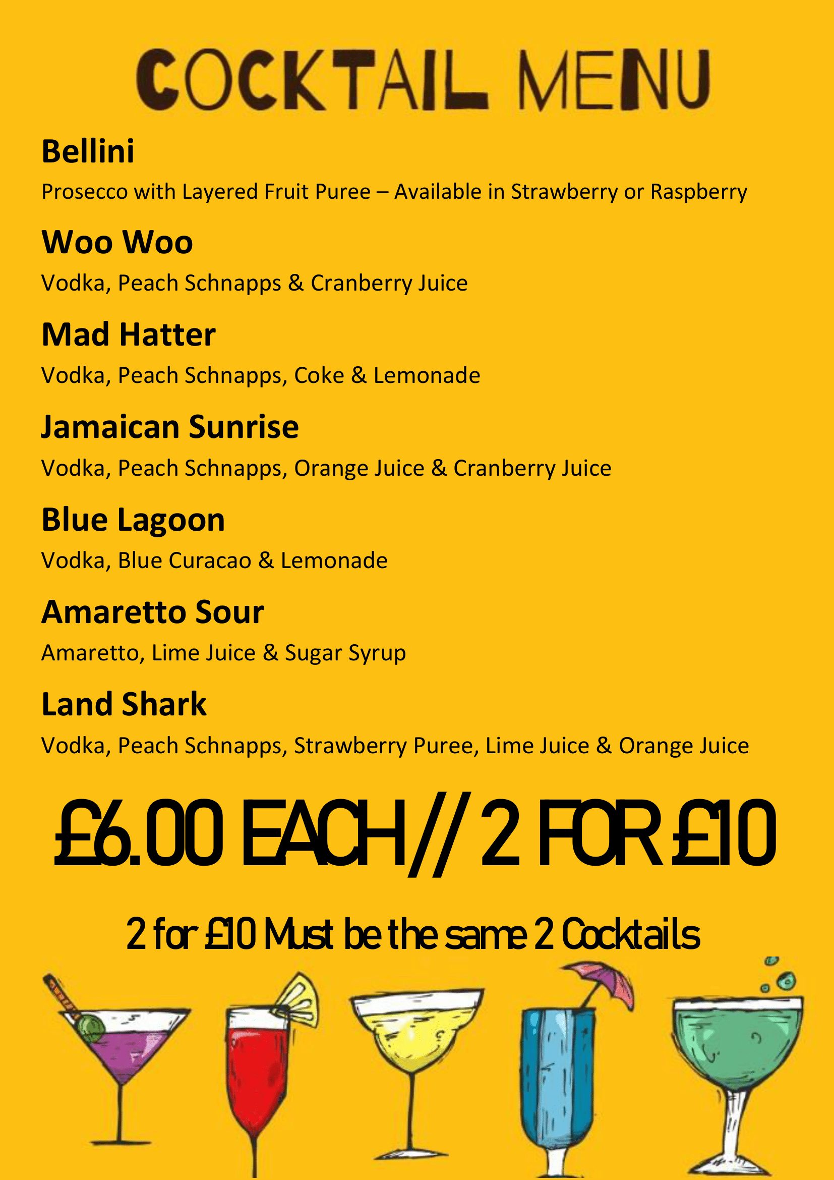 B+B York Cocktail Menu